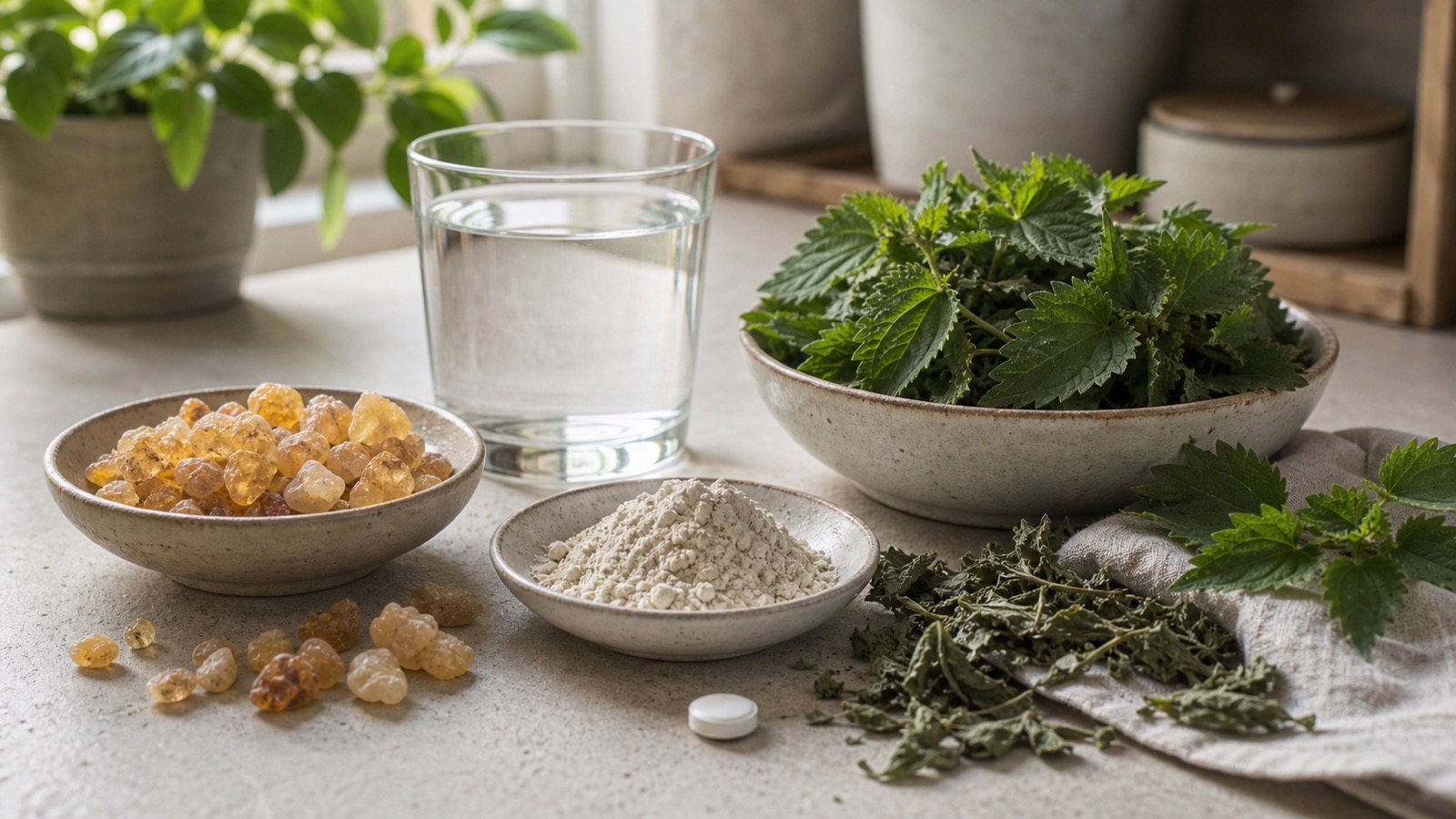 Ingredienti naturali su piano chiaro