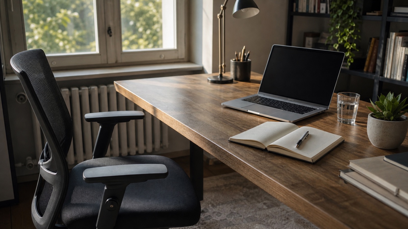 Postazione di lavoro e sedia da ufficio